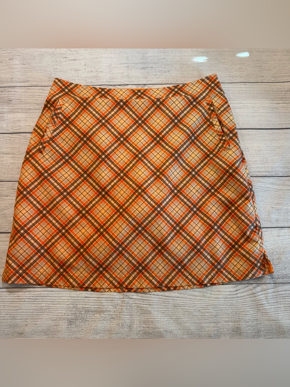 Tail Tech Orange Plaid Women's Golf Skort